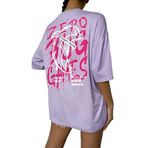 Trendseninle Kadın Lila Bisiklet Yaka Games Baskılı Oversize T-Shirt, L
