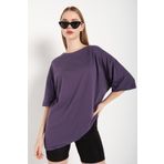 TrendSeninle Kadın Mor Oversize T-shirt Mor S