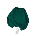 TrendSeninle Kadın Nefti Yeşil Düz Bisiklet Yaka Sweatshirt Nefti Yeşil L