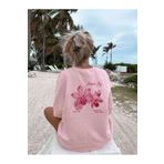 Trendseninle Kadın Pembe Simple Joy Baskılı Oversize Tişört, XL