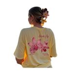 Trendseninle Kadın Sarı Simple Joy Baskılı Oversize Tişört, M