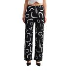 Trendseninle Kadın Siyah Desenli Boru Paça Pantolon, XL