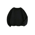 TrendSeninle Kadın Siyah Düz Bisiklet Yaka Sweatshirt Siyah4 XL