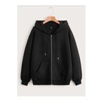 TrendSeninle Kadın Siyah Fermuarlı Hırka Sweat Siyah L/XL