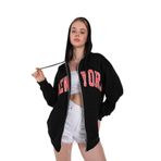 TrendSeninle Kadın Siyah Newyork Baskılı Sweat Hırka 000 Siyah L/XL