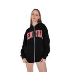 TrendSeninle Kadın Siyah Newyork Baskılı Sweat Hırka Siyah L/XL
