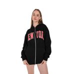 TrendSeninle Kadın Siyah Newyork Baskılı Sweat Hırka Siyah S/M