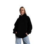 TrendSeninle Kadın Siyah Oversize Kapüşonlu Sweatshirt Siyah XL