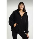 TrendSeninle Kadın Siyah Oversize Sweatshırt Fermuarlı SİYAH L