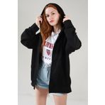 TrendSeninle Kadın Siyah Oversize Sweatshırt Fermuarlı -Siyah M