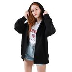 TrendSeninle Kadın Siyah Oversize Sweatshırt Fermuarlı SİYAH S