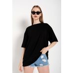TrendSeninle Kadın Siyah Oversize T-shirt Siyah XL