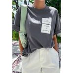 Trendseninle Kadın Taş Gri Summer Baskılı Oversize T-shirt, XL