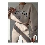 Trendseninle Kadın Vizon Mcllctn Baskılı Bisiklet Yaka Oversize Sweatshirt, M