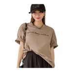 Trendseninle Kahverengi Funny Baskılı Vizon Oversize Kadın T-shirt