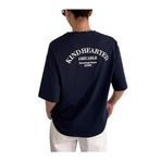 Trendseninle Kind Hearted Baskılı Lacivert Oversize Kadın T-shirt