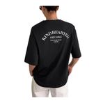 Trendseninle Kind Hearted Baskılı Siyah Oversize Kadın T-shirt