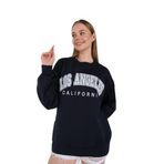 Trendseninle Los Angeles Baskılı Lacivert Siyah Oversize Kadın Sweatshirt