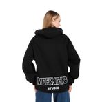 Trendseninle Mad For Nothing Baskılı Siyah Oversize Kapüşonlu Erkek Sweatshirt