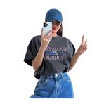 Trendseninle Marvelous Journey Baskılı Füme Oversize Kadın T-shirt