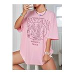 Trendseninle Montana Eagle Point Baskılı Pudra Pembe Oversize Kadın T-shirt