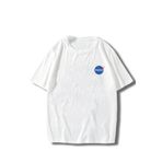 Trendseninle Nasa Logo Baskılı Beyaz Oversize Erkek T-shirt