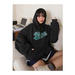 Trendseninle Nice Baskılı Siyah Oversize Kadın Sweatshirt