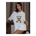 Trendseninle Nothing Else Açık Beyaz Oversize Kadın T-shirt