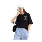 Trendseninle Nothing For Nothing Baskılı Siyah Oversize Kadın T-shirt