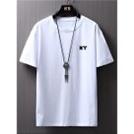 Trendseninle NY Baskılı Oversize Beyaz Oversize Erkek T-shirt