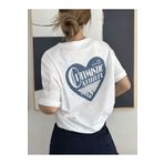 Trendseninle Optimistic Baskı Beyaz Oversize Kadın T-shirt