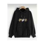 Trendseninle Piiz Yazı Baskılı Siyah-Beyaz Kadın Sweatshirt