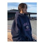 Trendseninle Resounde Creativity Baskılı Lacivert Kapüşonlu Kadın Sweatshirt