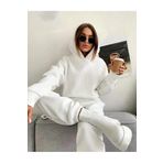 Trendseninle Soft Lux Eşofman Takımı Pamuklu ve Oversize Kalıp Unisex, Beyaz, XL