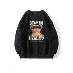 Trendseninle Stay In Baskılı Siyah Oversize Kadın Sweatshirt