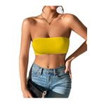 Trendseninle Straplez Sarı Crop Büstiyer, M