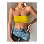 Trendseninle Straplez Sarı Crop Büstiyer, S