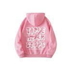 Trendseninle Time Never Baskılı Pembe Oversize Kapüşonlu Kadın Sweatshirt