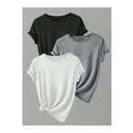 TrendSeninle Unisex 3Lü Paket Düz Oversize Tişört Beyaz Gri Siyah BeyazGriSiyah L