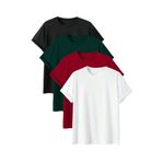 TrendSeninle Unisex 4Lü Paket Düz Oversize Tişört Siyah Nefti Kırmızı Beyaz SİYAHNKB M