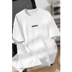 Trendseninle Unisex Erkek/Kadın Beyaz BROOKLYN Renkli Özel Baskı Oversize Pamuklu Bisiklet Yaka T-Shirt Tişört, S