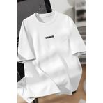 Trendseninle Unisex Erkek/Kadın Beyaz BROOKLYN Renkli Özel Baskı Oversize Pamuklu Bisiklet Yaka T-Shirt Tişört