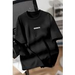 Trendseninle Unisex Erkek/Kadın Siyah BROOKLYN Renkli Özel Baskılı Oversize Pamuklu Bisiklet Yaka T-Shirt Tişört
