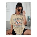 Trendseninle Unlimited Baskılı Vizon Oversize Kadın T-shirt