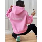 Trendseninle Urban Lifestyle Baskılı Pembe Oversize Kapüşonlu Kadın Sweatshirt
