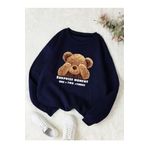 Trendseninle Utangaç Ayıcık Baskılı Laci Bisiklet Yaka Kadın Sweatshirt