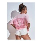 Trendseninle Wish Happy Everyday Baskılı Pembe Oversize Kadın T-shirt