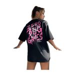 Trendseninle Zero Bug Games Baskılı Siyah Bisiklet Yaka Oversize Kadın T-shirt