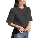 Trendseninle Zero In Your Target Baskılı Füme Oversize Kadın T-shirt