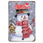TRENDSTHAN Noel Süslemeleri Mutlu Noeller Metal Teneke Tabela Vintage Noel kardan adam Duvar İşareti Retro Noel kuş yuvası Metal Plak İşareti Ev Dekoru için Hediye 20x30 cm
